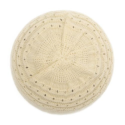 ZLYC Crochet Slouchy Beanie for Women Soft Lightweight Skull Cap - color: Plain Beige