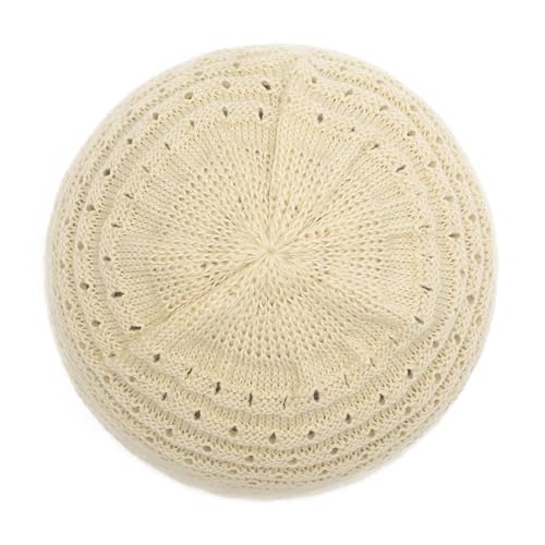 ZLYC Crochet Slouchy Beanie for Women Soft Lightweight Skull Cap - color: Plain Beige