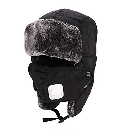 Kids Winter Trapper Ski Hat Warm Faux Fur Trooper Hat Thick Russian Ushanka Ski Cap Mask Fleece Ear Flaps Hunting Hats