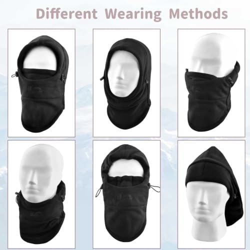 Azarxis Kids Children's Balaclava Hat Fleece Ski Face Mask Winter Cap Adjustable Double Neck Warmer - color: #01 Navy Blue