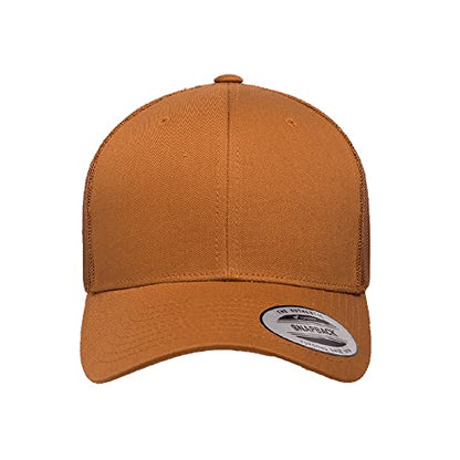 Yupoong Classic Mesh 6 Panel Retro Trucker Cap | Mid Profile Snapback - color: Caramel