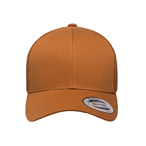 Yupoong Classic Mesh 6 Panel Retro Trucker Cap | Mid Profile Snapback - color: Caramel