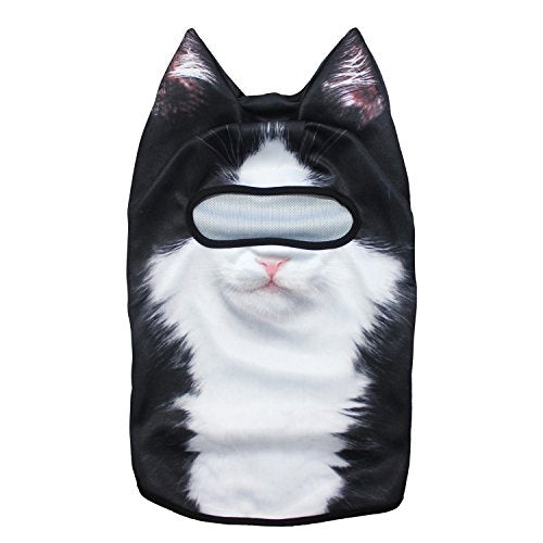 WTACTFUL 3D Animal Ears Balaclava, Breathable Face Mask for Halloween - color: # British Bicolor Cat Meb-18
