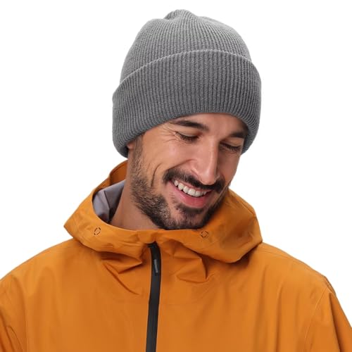 Connectyle Thick Cuffed Beanie for Men & Women Double Layer Knit Winter Hat Acrylic Watch Hat Warm Stocking Skull Cap - color: Light Grey