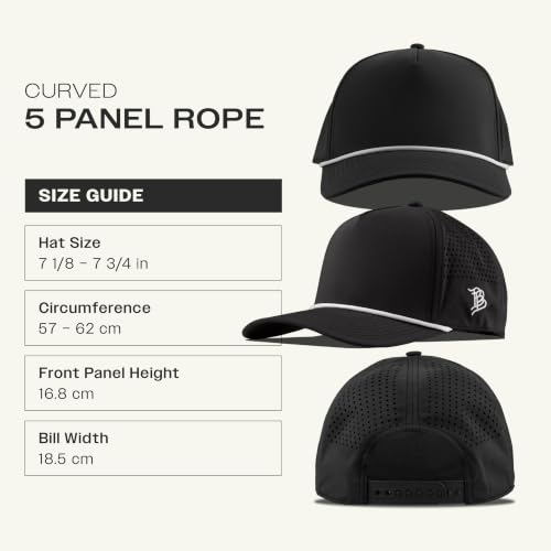 Branded Bills Moon Shot Curved 5 Panel Rope Hat for Men - color: Black