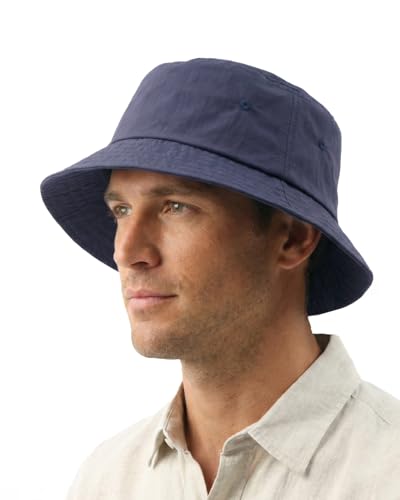 Zylioo XL XXL Bucket Hat for Big Heads, Quick Dry Travel Sun Hat with Strap - color: Navy Blue, size: X-Large-XX-Large