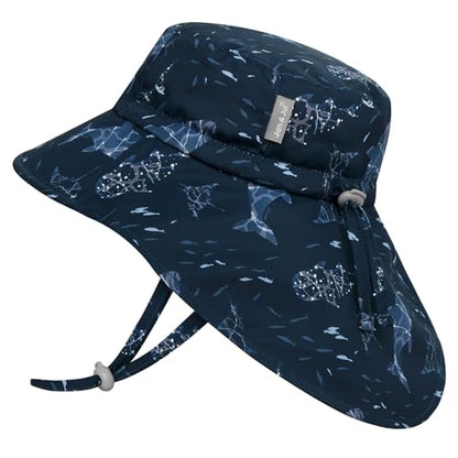 JAN & JUL 50+ UPF Quick-Dry Sun-Hats for Boys - color: Navy Whale Play, size: 0-6 Months