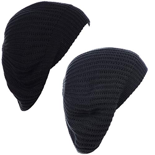 an Fall Winter Knit Beanie Beret Hat for Women Soft Knit Lining Many Styles - color: Charcoalblack