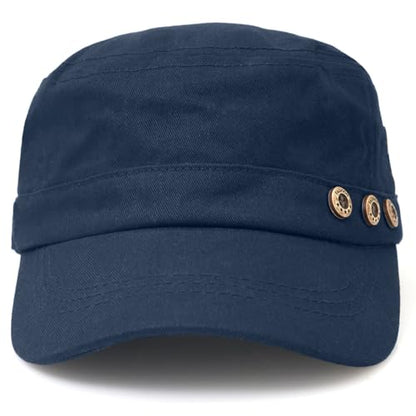 Men's Military Cadet Hat Flat Top Newsboy Cap - color: A - Navy