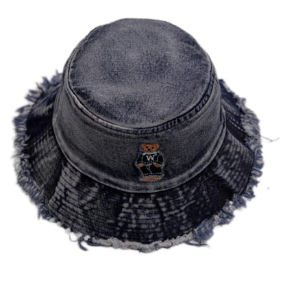 Cotton Denim Distressed Bucket Hat, Sun Hat, Hat for Men and Women - color: Blu29