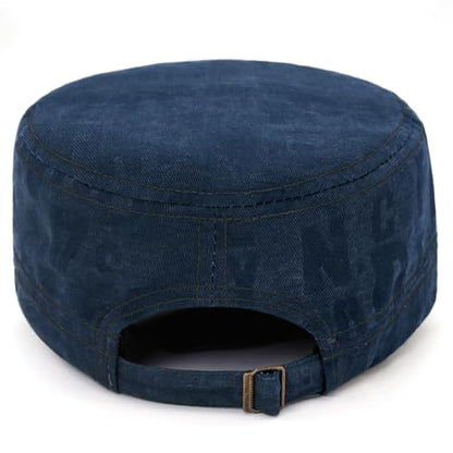 Cadet Hat Flat Top Hats Army Military Caps for Men Women - color: Navy C