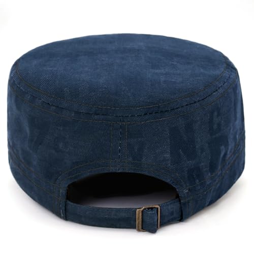 Cadet Hat Flat Top Hats Army Military Caps for Men Women - color: Navy C