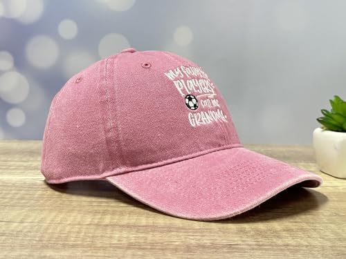 Adjustable Embroidery Hat for Men Women, Gift Baseball Cap for Adult - color: Soccer Grandma (Washed Pink)