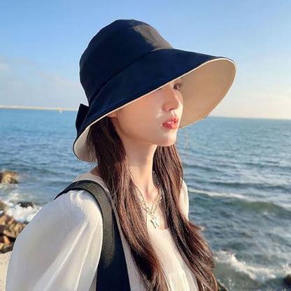 Gogobear Womens Sun Hats Summer UPF 50+ Wide Brim Beach Sun Hat - color: Black