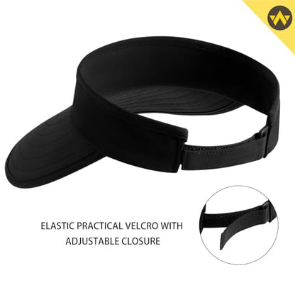 WANDER Sun Visor Hat Wide Brim Packable Large Beach Cap for Women - color: Black