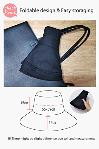Wide Brim Bucket Hat - UPF50+ Protection Travel Beach Sun Hat with Semi-Rigid Adjustable Foldable Brim - color: Navy