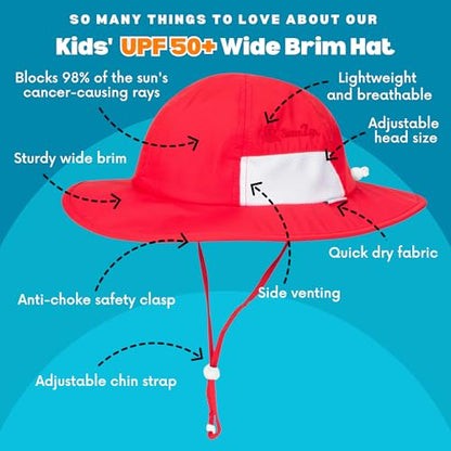 SwimZip UPF 50 Kids' Wide Brim Sun Hat, Sun Protection Hat - Baby & Toddler - color: Red, size: 6-24 Months