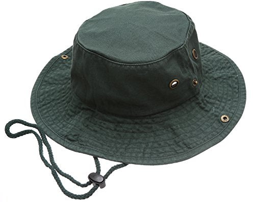 Summer Outdoor Boonie Hunting Fishing Safari Bucket Sun Hat with Adjustable Strap - color: Dark Green, size: Large-X-Large