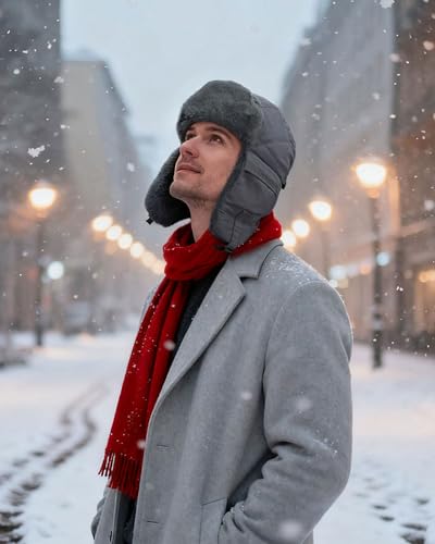 CLAPE Women Waterproof Warm Winter Hat, Soft Faux Fur Trapper Hat w/Ear Flaps, Men Outdoor Hunting Ushanka Russian Hats - color: Pl2411-gray