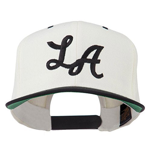 e4Hats.com LA Embroidered Snapback Cap - color: Natural Black