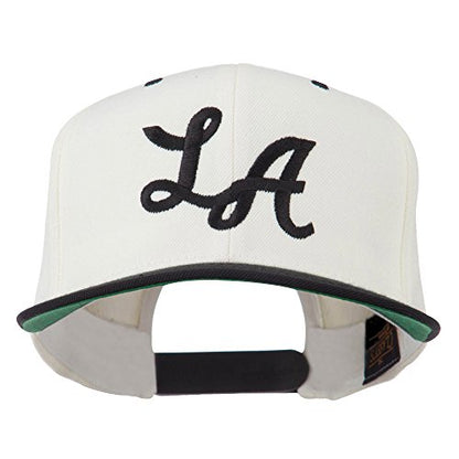 e4Hats.com LA Embroidered Snapback Cap - color: Natural Black