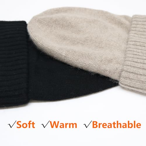 Facecozy Satin Lined Beanie for Women Soft Satin Lining Slouchy Winter Hats - color: Dark Grey