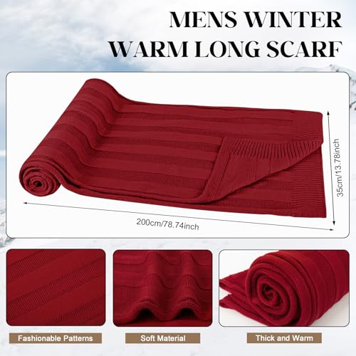 Winter Scarf for Men, 3 PCS Fleece Beanie Hat and Gloves Set - color: Wine Red Hat Scarf Gloves Set