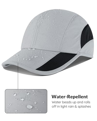 GADIEMKENSD Quick Dry Running Hat, UPF50+, Cooling Breathable Mesh, Water-Repellent, Plain & Packable, Anti-Glare - color: Light Grey