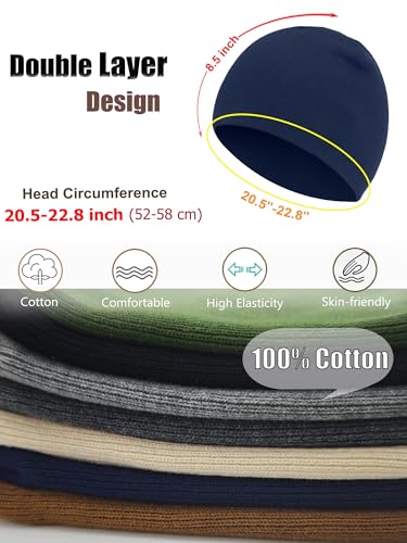 100% Cotton Beanie Hat for Men Women Cuffless Warm Winter Hats - color: 1pcs-navy Blue