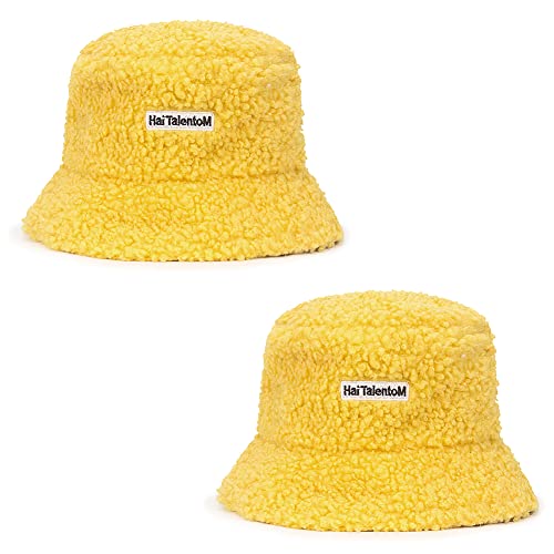 Magik Women Fashion Winter Bucket Hat Vintage Cloche Hats Wool Warmer Fisherman Cap - color: Yellow
