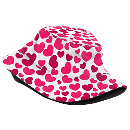 Valentine's Day Hearts Print Bucket Hat Summer Travel Fisherman Sun Hat Cap for Women Men Teens - color: Daya11