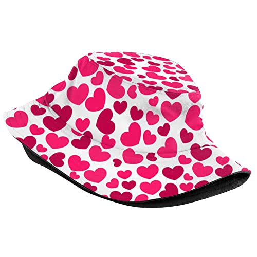 Valentine's Day Hearts Print Bucket Hat Summer Travel Fisherman Sun Hat Cap for Women Men Teens - color: Daya11