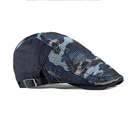 Newsboy Men's Hat Camo Cotton Classic Adjustable Cap Flat Soft Hunting Golf - color: Camo Green