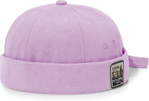 Glamorstar Dome Brimless Hats for Women Men Sailor Docker Beanie Cap Hip Hop Hats - color: Purple D