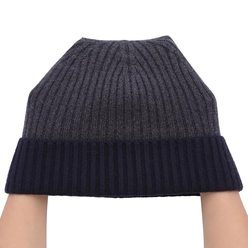 ZLYC Men Winter Knit Fisherman Beanie Hat Fashion Warm Daily Skull Cap - color: Cuffed Navy