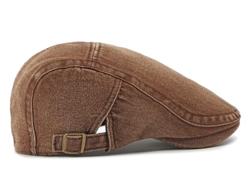 Cotton Newsboy Cap,Breathable Ivy Gatsby Cabbie Beret Hat for Men's Women Driving Hunting Golf - color: Denim Brown