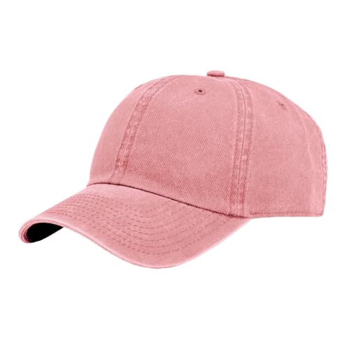 6 Panel Cotton Washed Dad Hat Strapback Baseball Cap #H2011PB - color: Pink #H2011pb