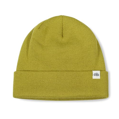 CLAPE Cuff Rolled Beanie for Men Women, Soft Knit Winter Hat Double-Layer Warm Ski Skull Cap Stretch Fit - color: Clkh02-oliveyellow