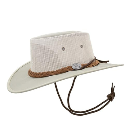 1048 Canvas Cooler - Australian Drover Sun Hat - Durable Canvas, Airflow Mesh, Lightweight, Wide Brim - color: Khaki, size: Large