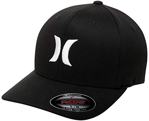 Hurley Mens Baseball Cap Moisture Wicking Flexfit Fitted Hat for Men - color: Black/White, size: Large-X-Large