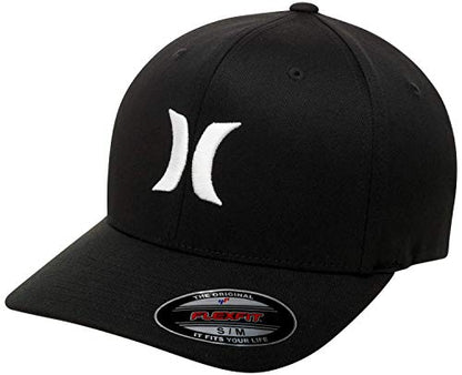 Hurley Mens Baseball Cap Moisture Wicking Flexfit Fitted Hat for Men - color: Black/White, size: Large-X-Large