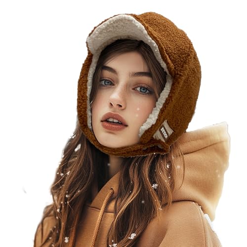 Clakllie Snow Trapper Trooper Hat with Ear Flap for Skiing Women's Ushanka Warm Winter Hat - color: Cdus-pl07-camel