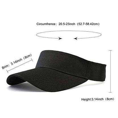 HH HOFNEN Sports Sun Visor Hats Cotton Adjustable Golf Caps for Men Women - color: #1b Dark Black
