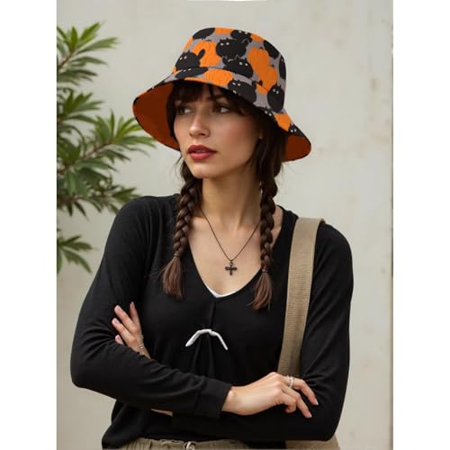 Bucket Hat for Men Women Funny Holiday Fishing Hat Cute Fisherman Cap - color: H-pumpkin