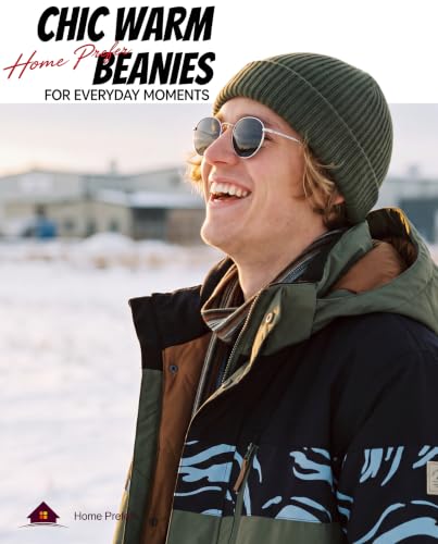 Home Prefer Rib Knit Beanie Hat for Men and Women Cuffed Beanie Winter Hat - color: Army Green