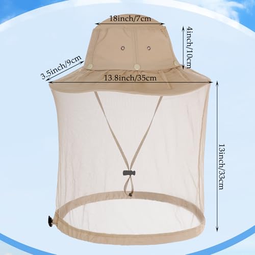 Mosquito Bug Net Hat for Women Men, Garden Sun Hats with Netting, Safari Cap Bucket Boonie Hats for Beekeeping Fishing Hiking - color: Khaki
