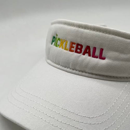 Embroidered Pickleball Visor Men Women,Gifts for Pickleball Lovers - color: White, style: Neon Pickleball Rainbow