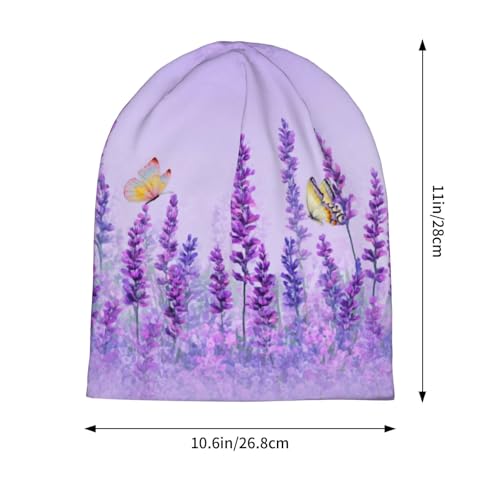 Slouchy Beanie Hat Skull Cap Chemo Headwear Baggy Hats for Men Women Running Cycling - color: Butterfly Flowers