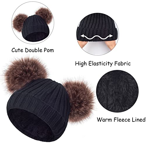 Kids Winter Beanie Scarf Gloves Set - Thermal Fleece Lined Knit Hat, Soft Neck Warmer & Mittens for Girls & Boys 1-10 Years - color: Black-s, size: 1-5 years
