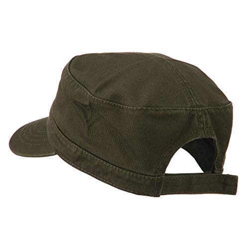 Garment Washed Adjustable Army Cap - color: Dark Olive Green